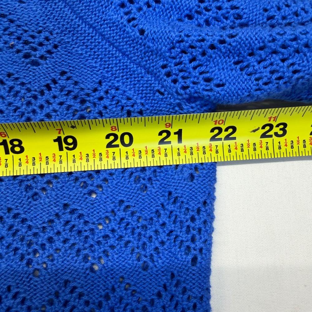 J.Crew XXL Blue Pointelle Cardigan Sweater 100% Cotton Scalloped Button Front - Picture 6 of 8